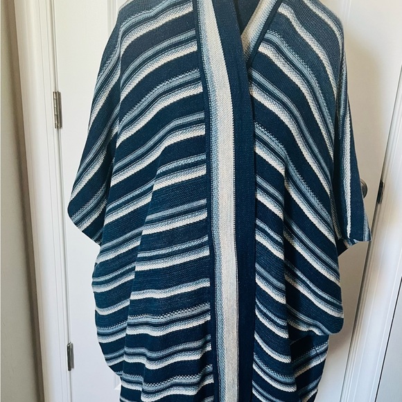 NWT Lauren Ralph Lauren Striped Cotton Fringe-Trim Cardigan Sweater Oversize Fit - Picture 16 of 16